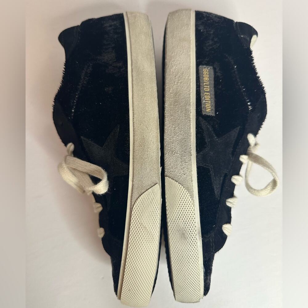 authentic Golden Goose Super Star Sneakers EU 38 US 8 black velvet & suede star - Picture 5 of 14